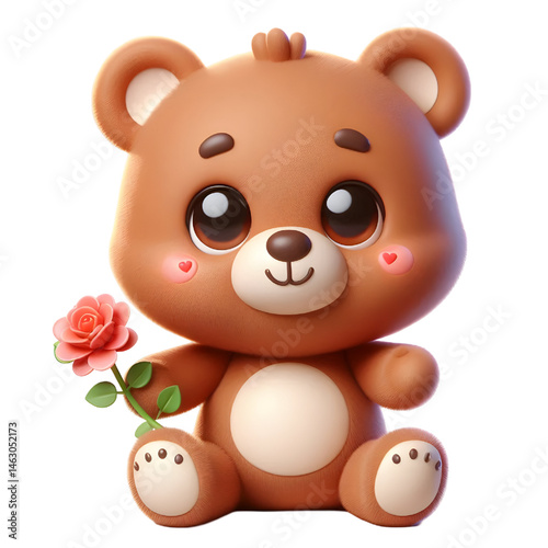Cute 3d bear isolated on white background