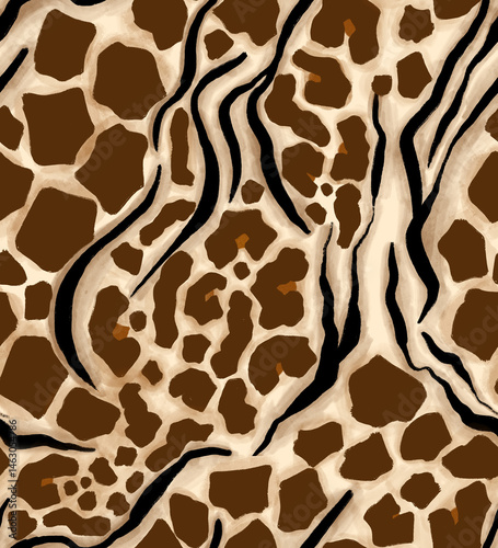 Leopard, zebra and giraffe pattern design. Hand drawn leopard zebra and giraffe pattern design. For textile and print.