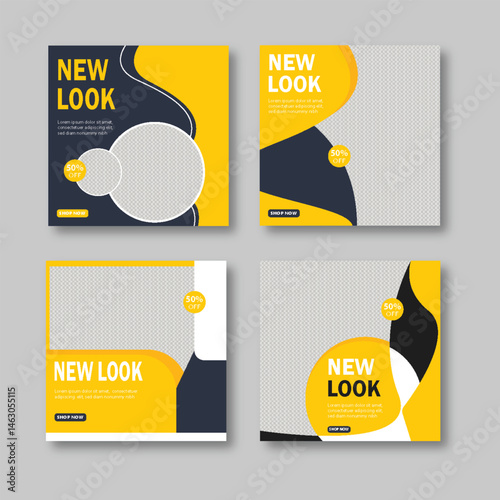 Set of fashion design sale social media template
