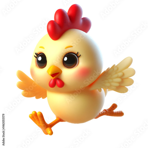 Cute 3d chicken isolated on white background