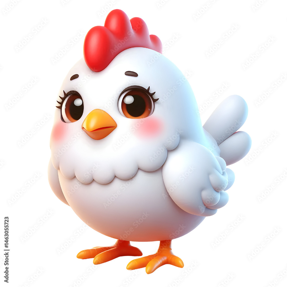 Cute 3d chicken isolated on white background Cute 3d chicken isolated on white background