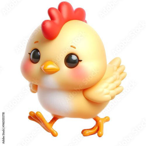 Cute 3d chicken isolated on white background