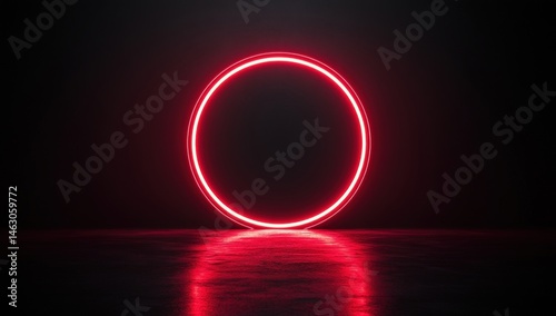 Red neon circle on dark background