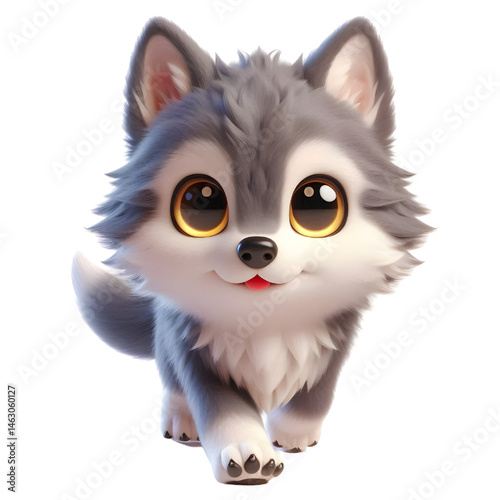 Cute 3d wolf isolated on white background