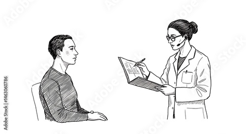 Wallpaper Mural black and white minimalist sketch, person receiving mental health support from professional, hand drawn style, subject on left, copy space on right Torontodigital.ca