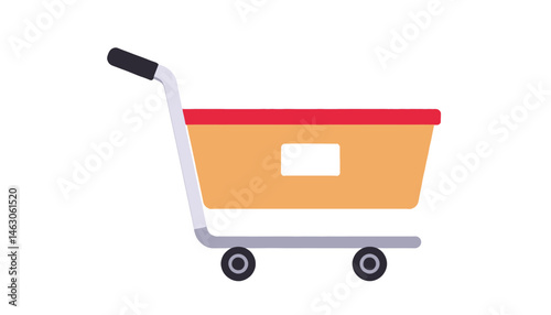 Shopping Cart_Online Retail_Ecommerce_Groceries_Supermarket_Flat Vector Illustration_Convenient Shopping_Consumerism_Retail Therapy_Purchase_Digital Shopping_Shopping Spree