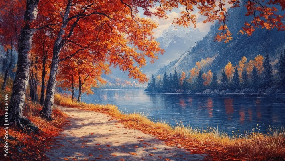 Fototapeta premium Autumnal Lakeside Path