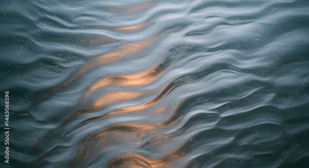 Fototapeta premium Intriguing Abstract Water Surface Featuring Golden Reflections in Flowing Ripples
