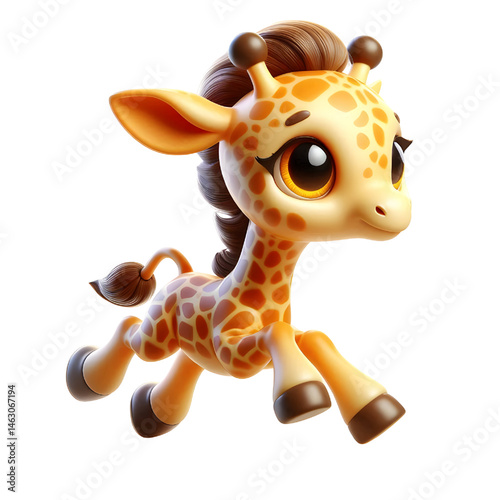 Cute 3d giraffe isolated on white background