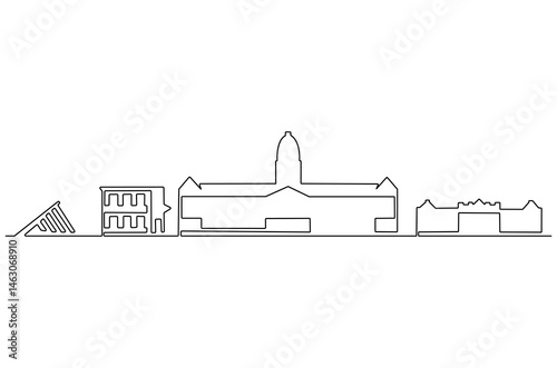 Continuous one line drawing of Buenos aires city skyline. Single line drawing illustration of Argentina cityscape. Beautiful buildings and architecture concept vector art. Doodle line illustration.