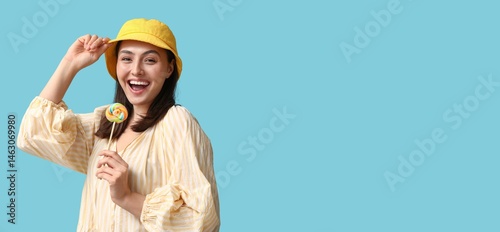 Happy young woman with swee...