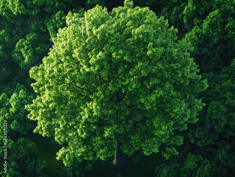 Naklejka premium Lush green treetop view