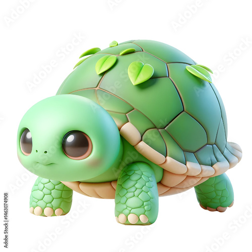 Cute 3d turtle isolated on white background
