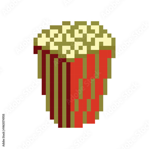 Popcorn box pixel art. Vector illustration
