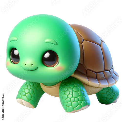 Cute 3d turtle isolated on white background