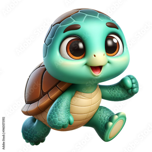 Cute 3d turtle isolated on white background