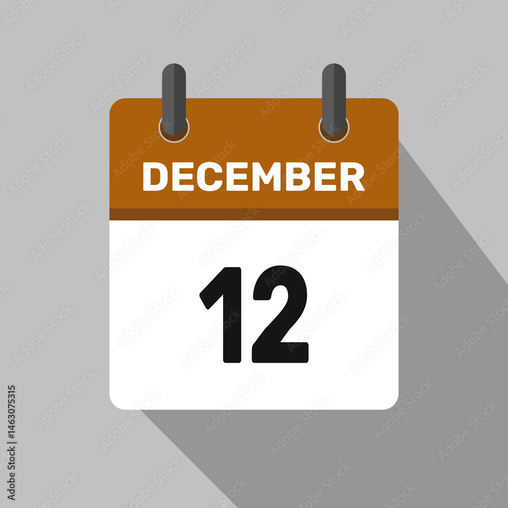 Fototapeta premium 12 december calendar icon vector month date illustration design