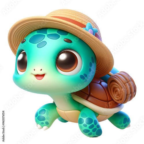 Cute 3d turtle isolated on white background