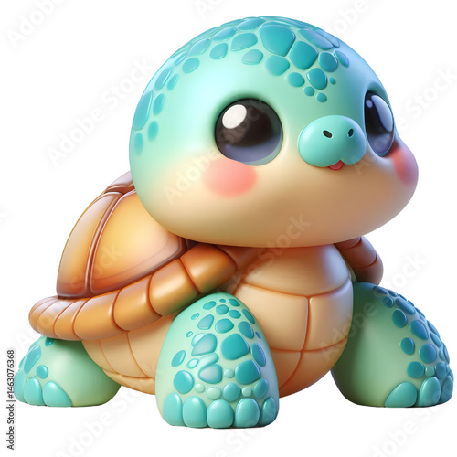 Cute 3d turtle isolated on white background