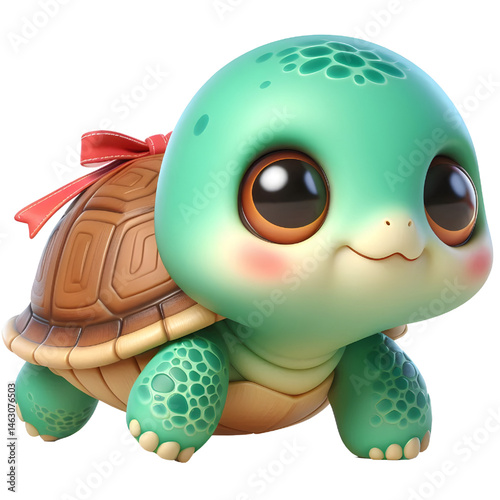 Cute 3d turtle isolated on white background