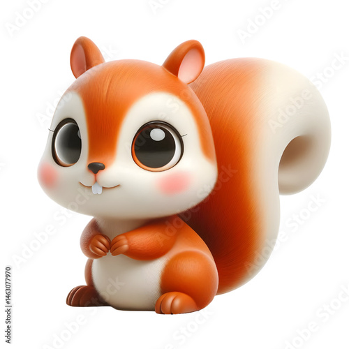 Cute 3d squirrel isolated on white background