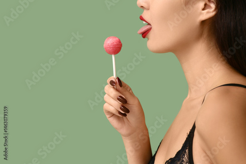 Sexy young woman eating lol...