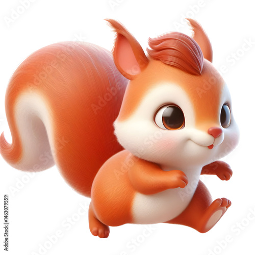 Cute 3d squirrel isolated on white background