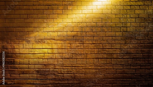golden wall abstract grunge background with illuminated brick dramatic lighting effect