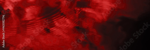 Obraz na płótnie Black dark red abstract background. Reflection of sky and white clouds on the water surface. Blood red sunset. Design. Wide banner. Nightmare mysterious frightening dramatic ominous. w salonie