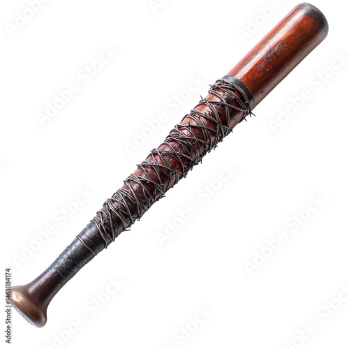 Wooden baseball bat with wrapped handle photo