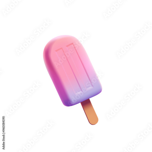 3D fruit ice cream on a stick. Realistic bright cool ice cream for design concepts and advertising on a white background. Vector illustration.