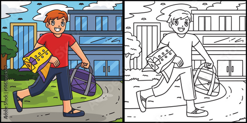 Ballet Danseur with Items Coloring Page Colored 