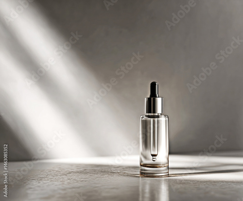 Obraz na płótnie This elegant serum bottle glints in soft light, embodying sophistication and skincare luxury. w salonie