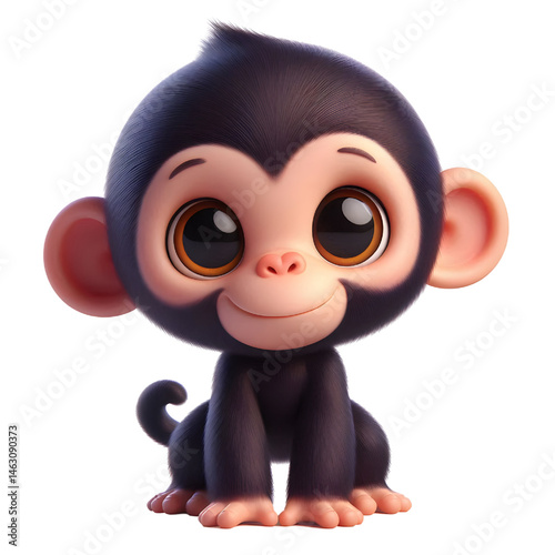 Cute 3d chimpanzee isolated on white background