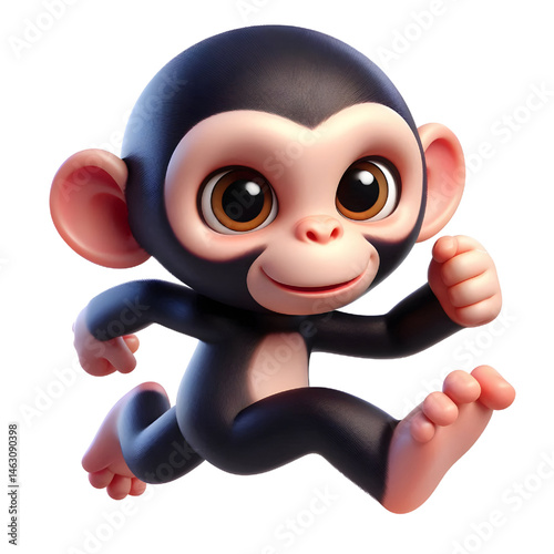 Cute 3d chimpanzee isolated on white background