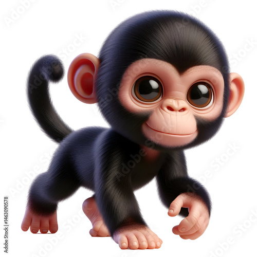 Cute 3d chimpanzee isolated on white background