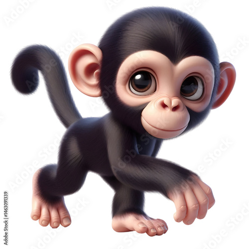 Cute 3d chimpanzee isolated on white background