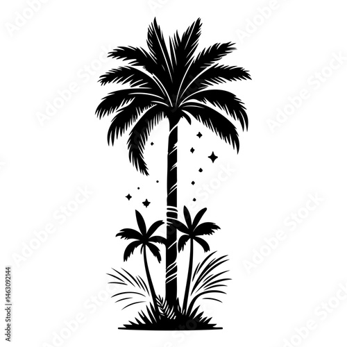 Elegant palm tree silhouette with tropical ambiance, ideal for minimalist designs