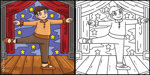 Ballet Danseur doing Fondu Coloring Illustration 