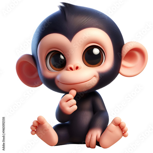 Cute 3d chimpanzee isolated on white background