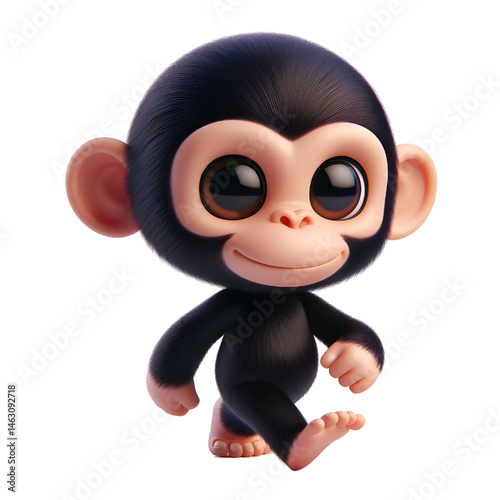 Cute 3d chimpanzee isolated on white background