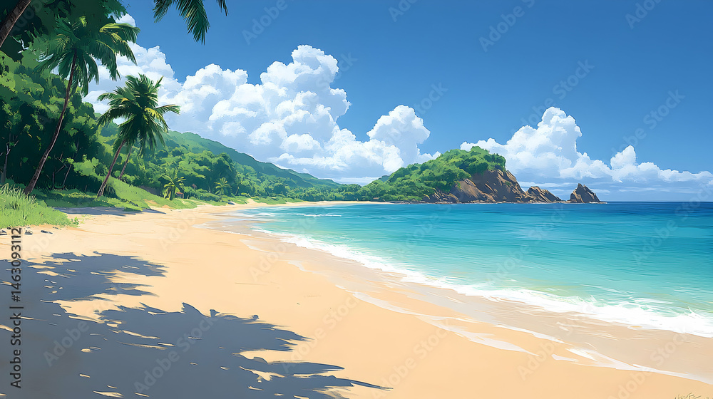 Naklejka premium Tropical beach paradise scene
