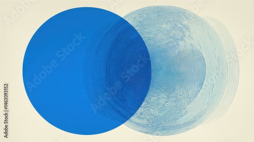Abstract graphic illustration of overlapping blue circles on a neutral background