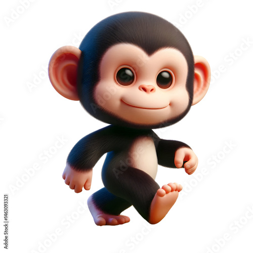 Cute 3d chimpanzee isolated on white background