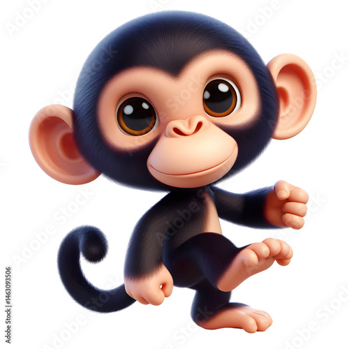Cute 3d chimpanzee isolated on white background
