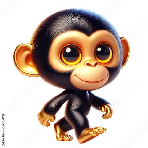 Cute 3d chimpanzee isolated on white background