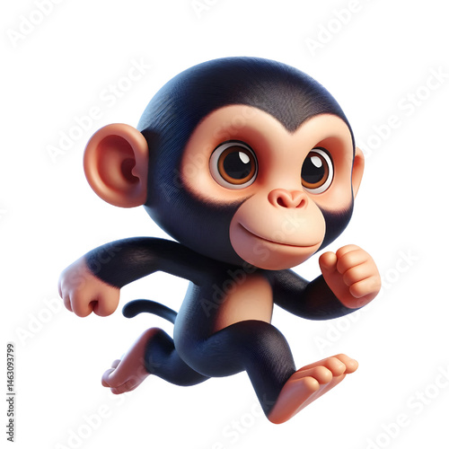 Cute 3d chimpanzee isolated on white background