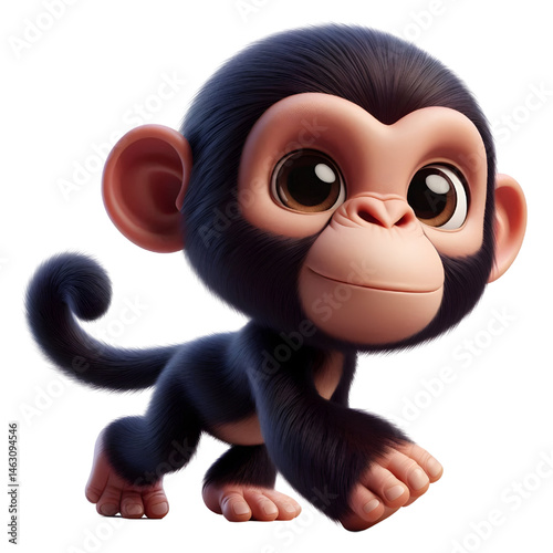 Cute 3d chimpanzee isolated on white background