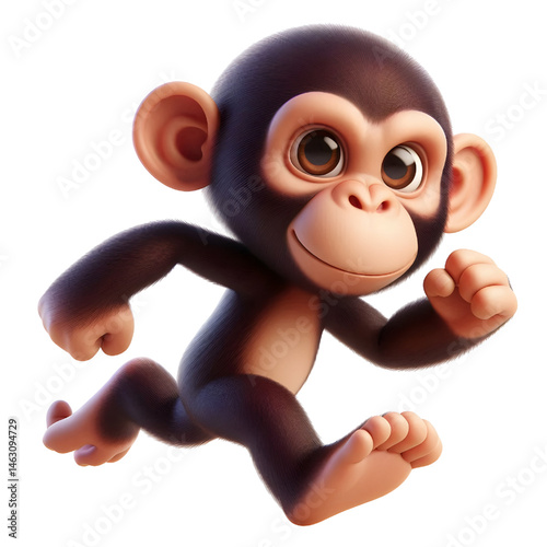 Cute 3d chimpanzee isolated on white background