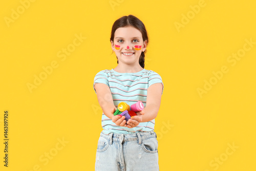 Cute girl in paint with gou...